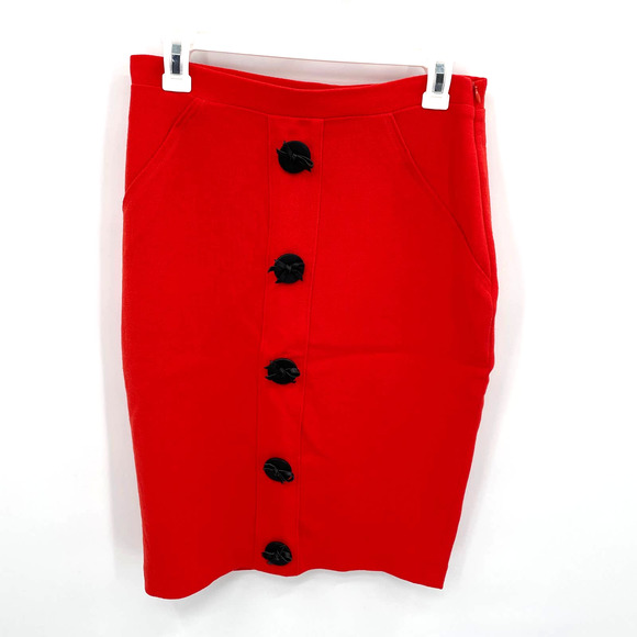 Eva Franco | Orange Button Detail Pencil Skirt // 6 - Picture 1 of 8